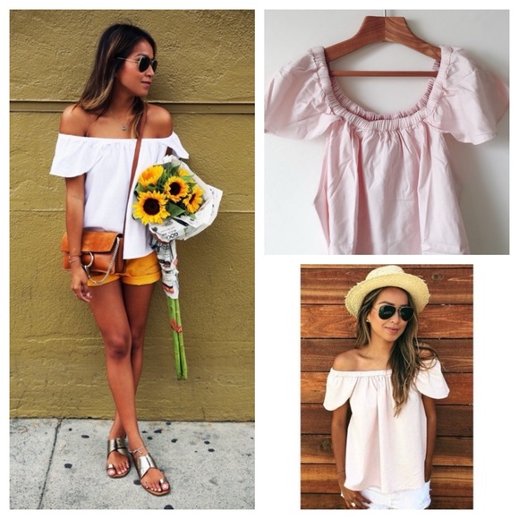 Sincerely Jules, Carmen Flutter Sleeve, Off The Shoulder  Pink Top, Size Large - Picture 14 of 14